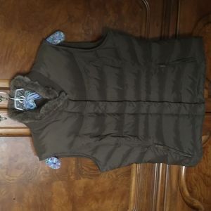 Eddie Bauer women's quilted goose down vest Size S brown Vintage